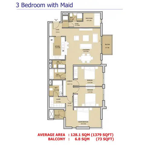 Floor plan, 3 Bed