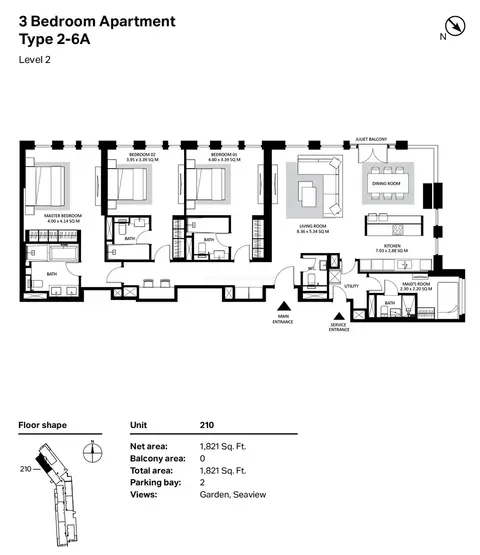 Floor plan, 3 Bed
