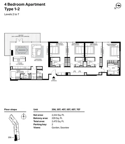 Floor plan, 4 Bed