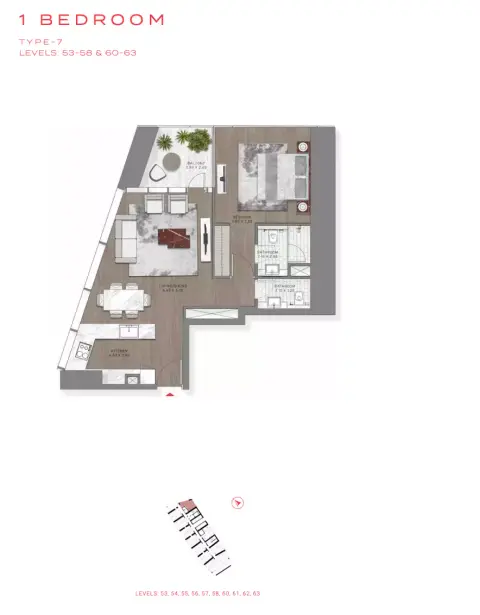 Floor plan, 1 Bed