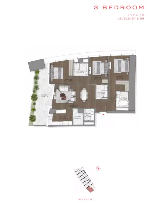 Floor plan, 3 Bed