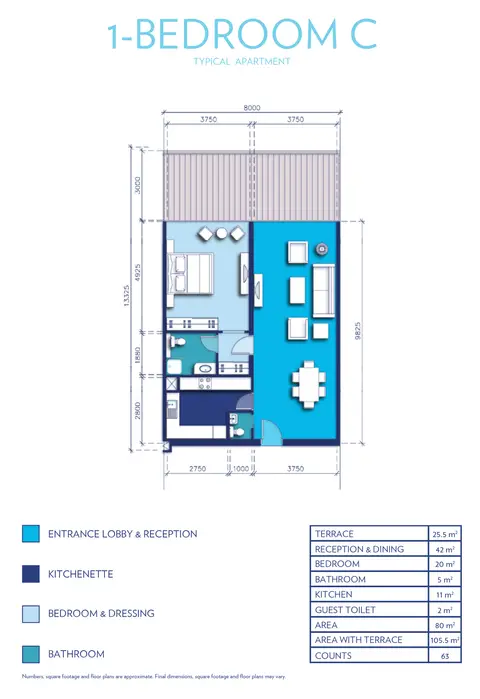 Floor plan, 1 Bed