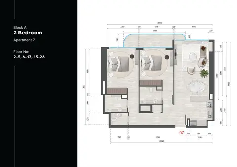 Floor plan, 2 Bed