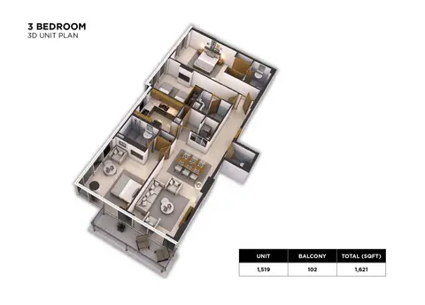 Floor plan, 3 Bed