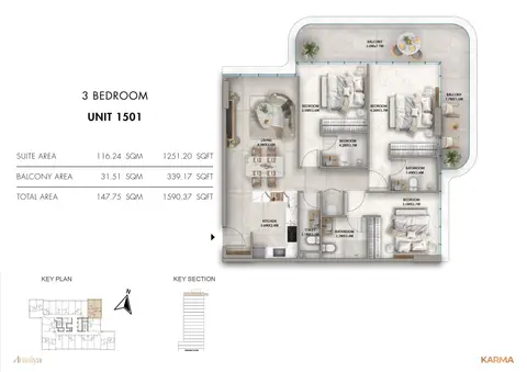Floor plan, 3 Bed