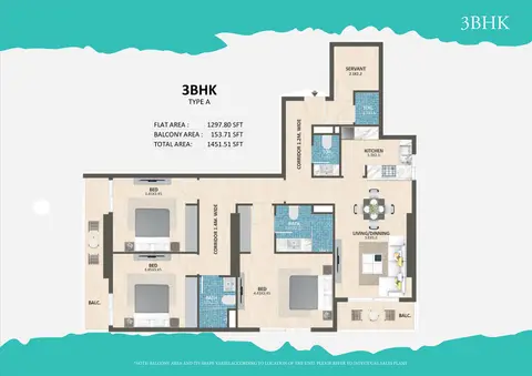 Floor plan, 3 Bed