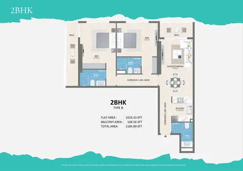 Floor plan, 2 Bed