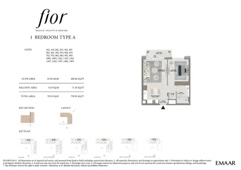 Floor plan, 1 Bed