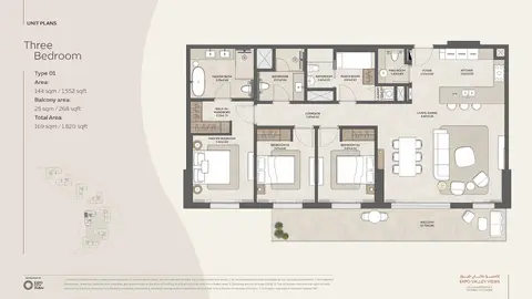 Floor plan, 3 Bed