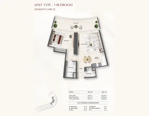 Floor plan, 1 Bed