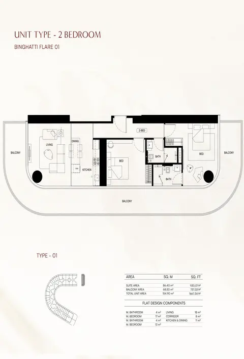 Floor plan, 2 Bed
