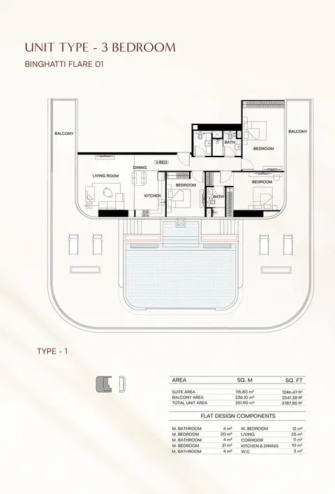 Floor plan, 3 Bed