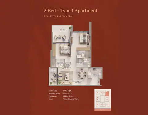 Floor plan, 2 Bed