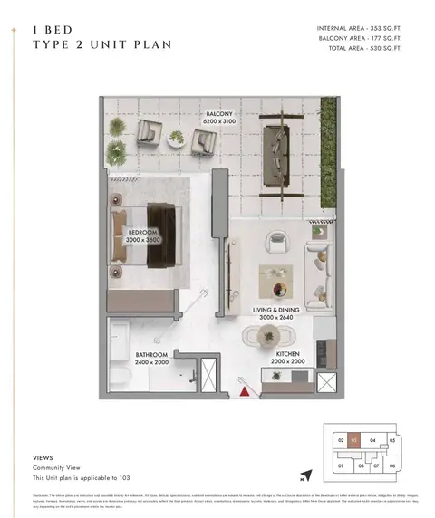 Floor plan, 1 Bed