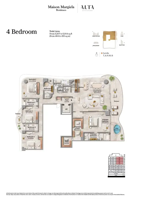 Floor plan, 4 Bed