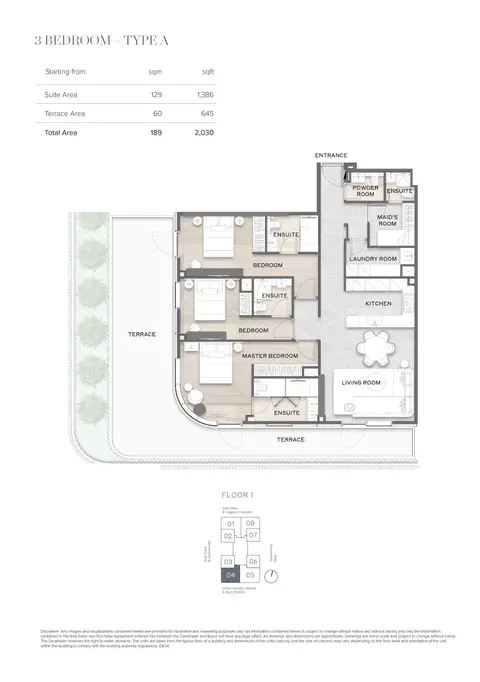 Floor plan, 3 Bed