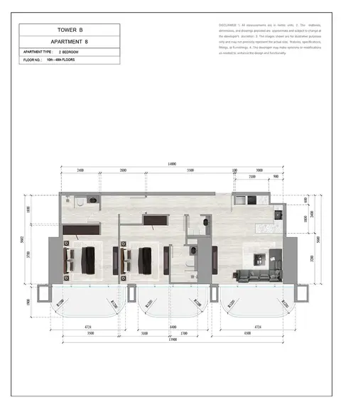 Floor plan, 2 Bed