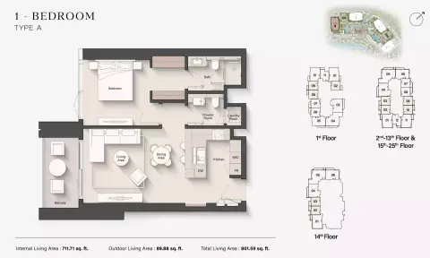 Floor plan, 1 Bed