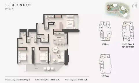 Floor plan, 3 Bed
