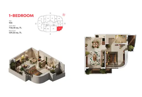 Floor plan, 1 Bed