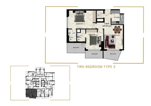 Floor plan, 2 Bed