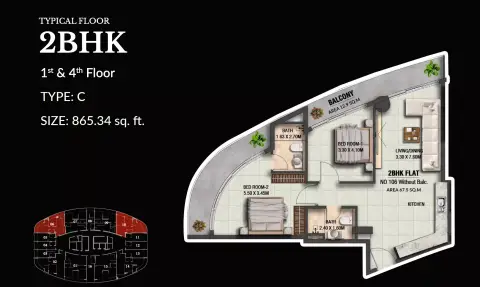 Floor plan, 2 Bed