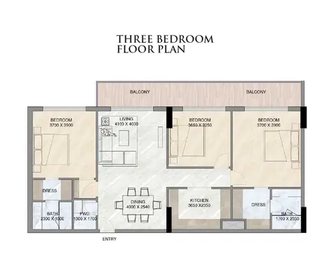 Floor plan, 3 Bed