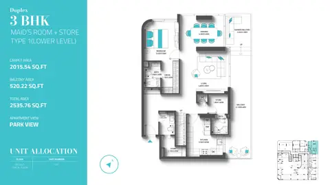 Floor plan, 3 Bed