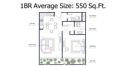 Floor plan, 1 Bed