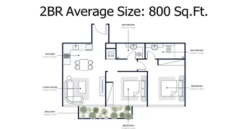 Floor plan, 2 Bed