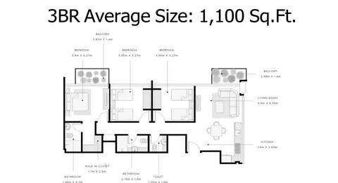 Floor plan, 3 Bed