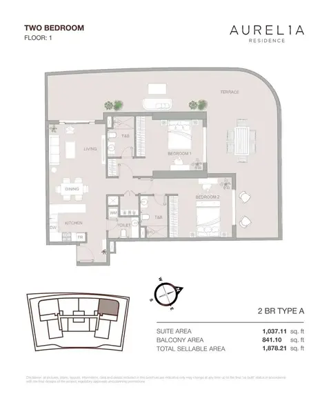 Floor plan, 2 Bed