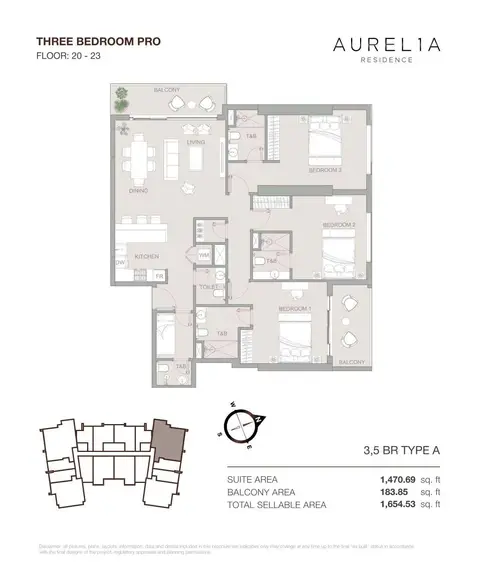 Floor plan, 3 Bed