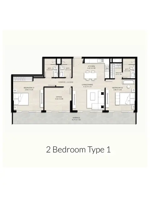 Floor plan, 2 Bed