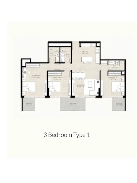 Floor plan, 3 Bed