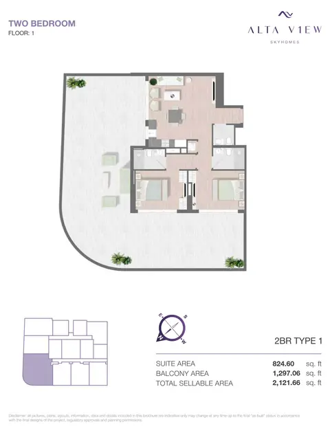 Floor plan, 2 Bed