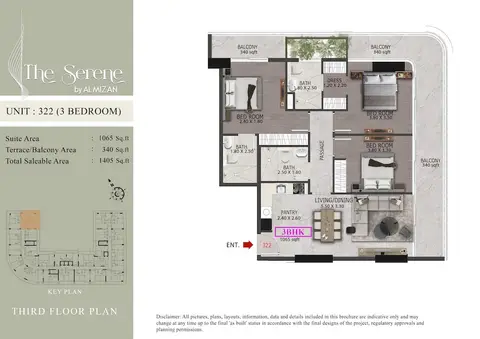Floor plan, 3 Bed