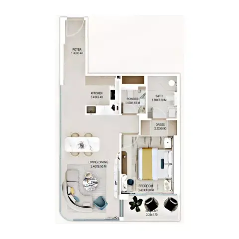 Floor plan, 1 Bed