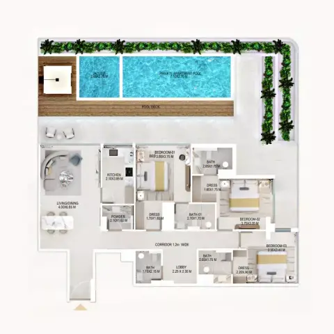 Floor plan, 3 Bed