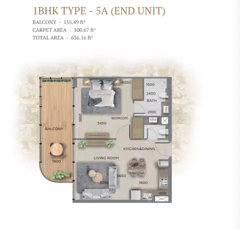 Floor plan, 1 Bed