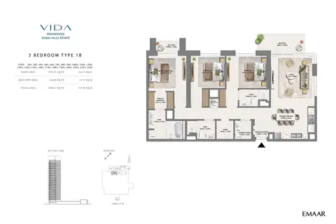 Floor plan, 3 Bed
