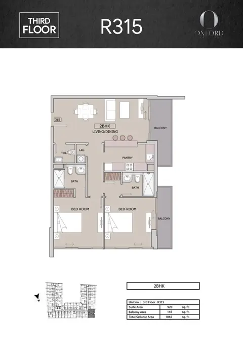 Floor plan, 2 Bed