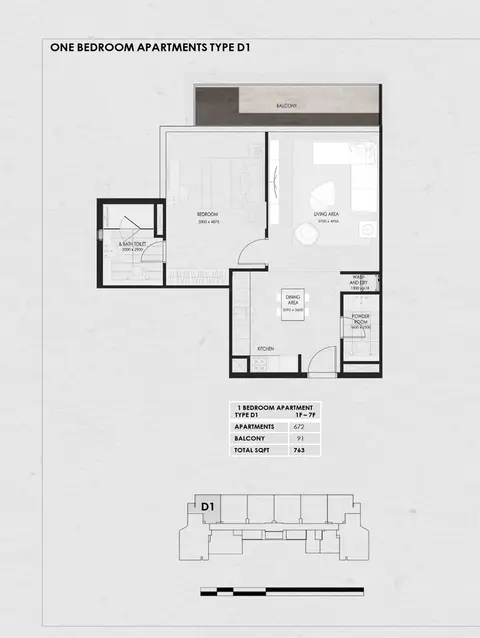 Floor plan, 1 Bed