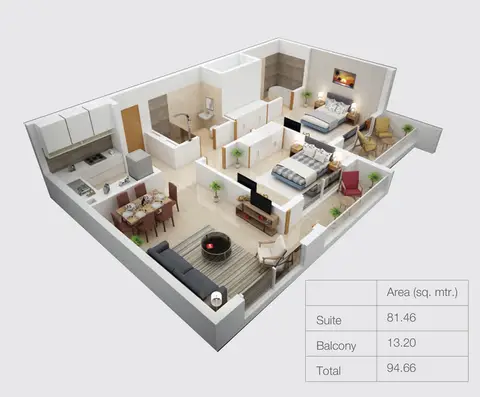 Floor plan, 2 Bed