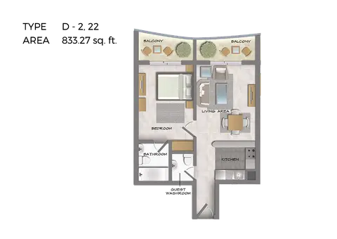Floor plan, 1 Bed