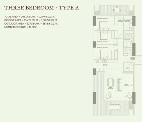 Floor plan, 3 Bed