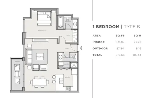 Floor plan, 1 Bed