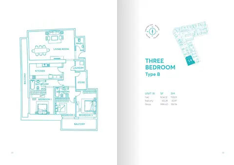 Floor plan, 3 Bed