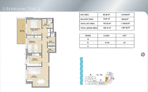 Floor plan, 2 Bed