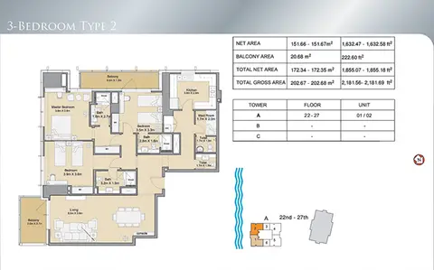 Floor plan, 3 Bed